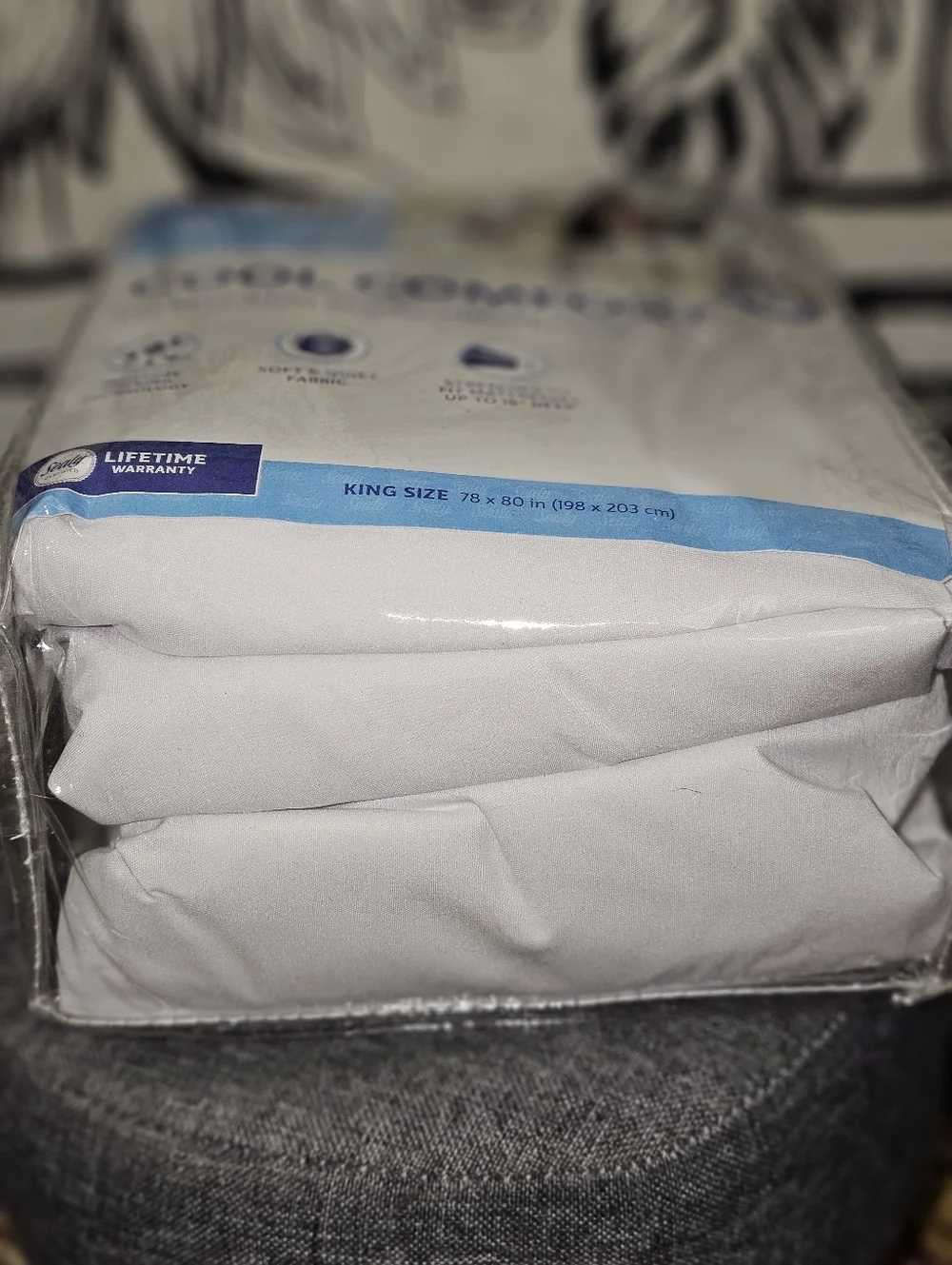 NIP Sealy Cool Comfort King Fitted Mattress Protector - White